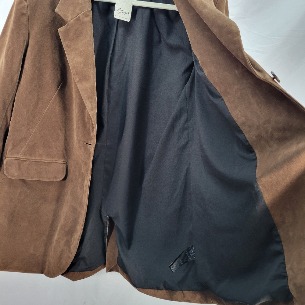 Free People Paper Cut Vegan Suede Blazer New Brown Size S (Oversized) - Picture 7 of 11
